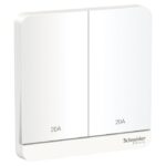 Bộ Công Tắc Đôi 2 Cực 20A Màu Trắng Schneider E8332D20N_WE_G19